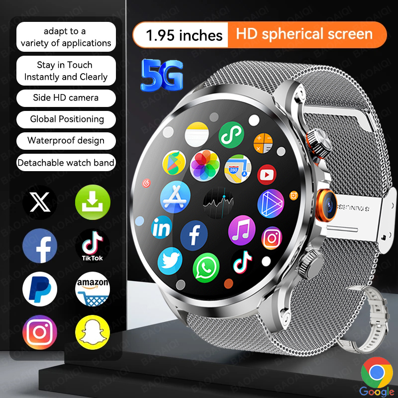 5G/4G Full Netcom Android Smart Watch With SIM Card Camera Video Call AMOLED GPS WIFI Google Play Maps Smartwatch For Men Women