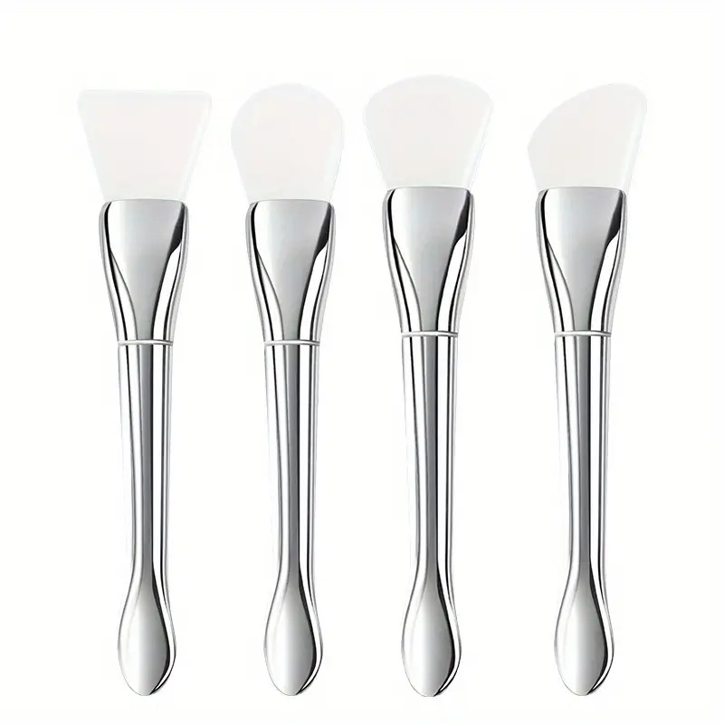 1/4 PCS Silicone Facial Mask Brush Soft Head with Scraper Integrated Dual-use Mud Film Brush DIY Film Adjusting Beauty Tools