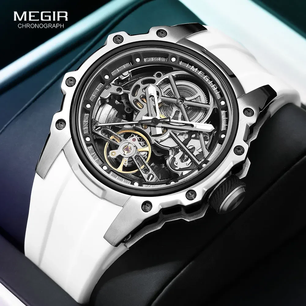 MEGIR 2243 Sport Automatic Movement Men's Watch Fashion Luxury Tourbillon Mechanical Watches for Men Relogios Masculino Relogio