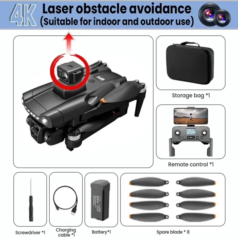 For Xiaomi V198GPS Drone 8K Profesional Camera Brushless Obstacle Avoidance Aerial Optical Foldable Quadcopter Mini Drone kidtoy
