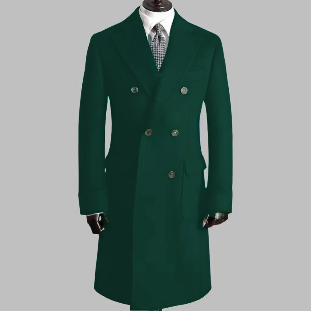 Trench Coat with Notched Lapel and Double-breasted ，comfortable Winter Jacket for Men，Double Breasted，Warm, Coat Customization