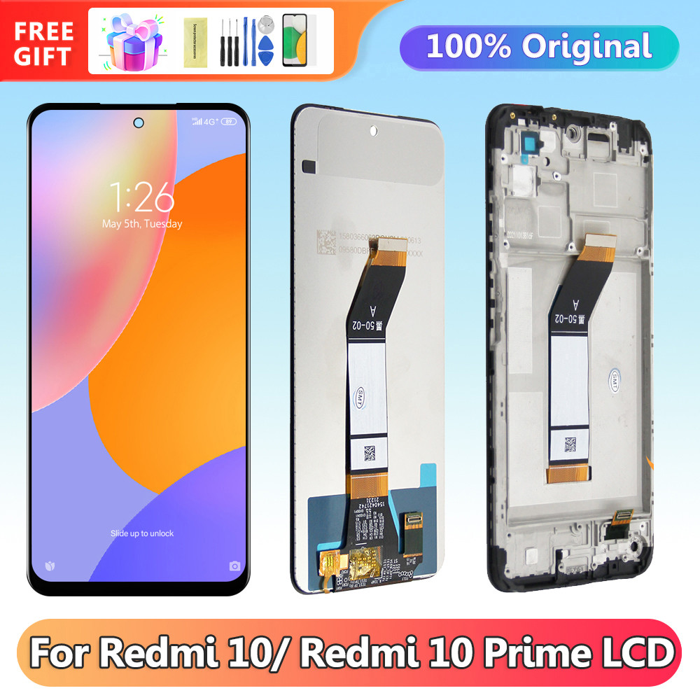 6.5'' Display Screen for Xiaomi Redmi 10 Prime 21061119BI Lcd Display Touch Screen with Frame for Redmi 10 Screen Replacement