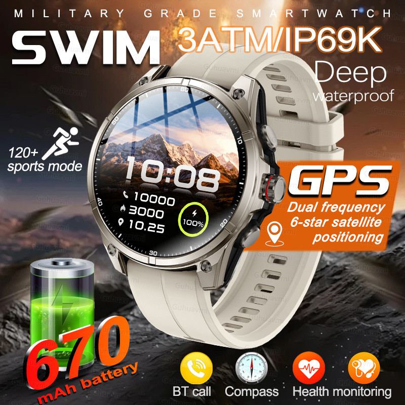 2026 GPS Smartwatch Outdoor Sports Waterproof Flashlight 1.43inch AMOLED Custom dial Call Compass Smart Watches For Android IOS