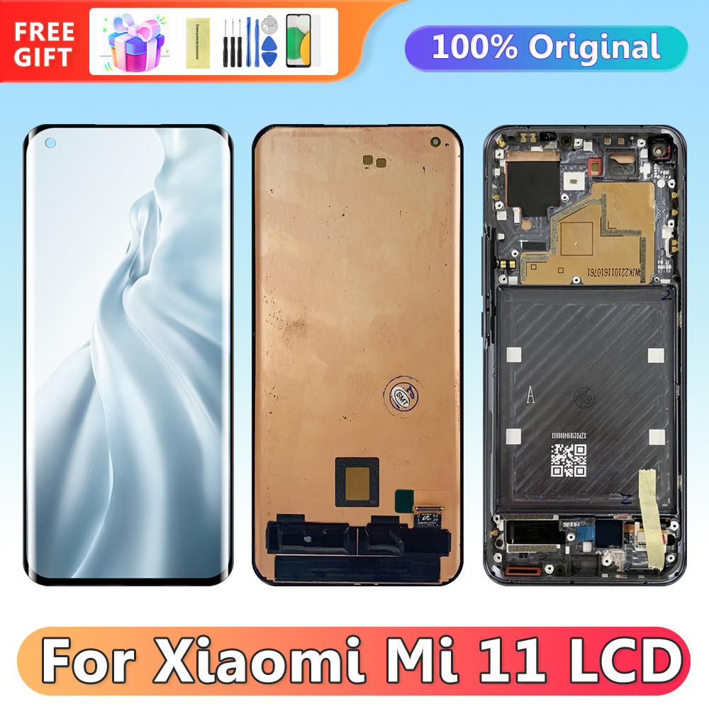 Mi 11 Screen Replacement, for Xiaomi Mi 11 M2011K2C M2011K2G Lcd Display Digital Touch Screen with Frame for Xiaomi 11 Mi11