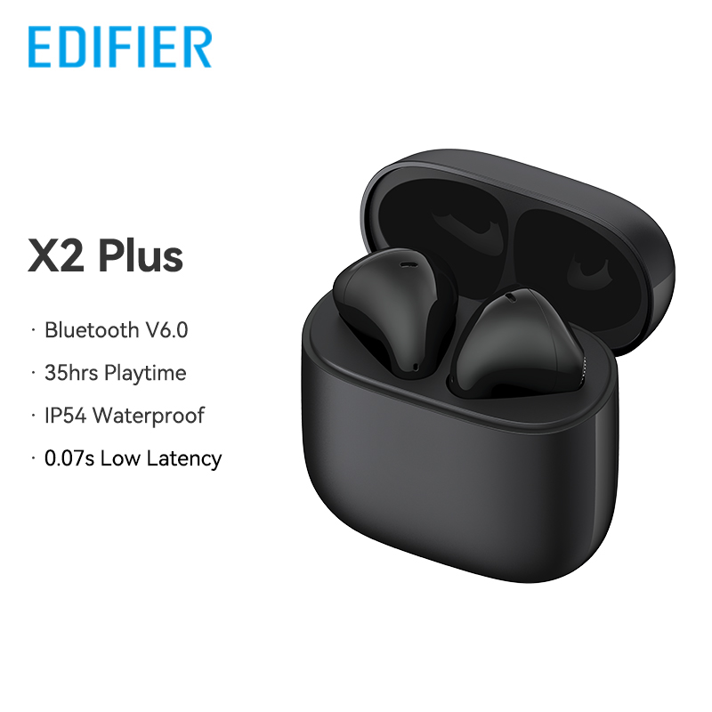 Edifier X2 Plus True Wireless Earbuds TWS Bluetooth Earphone 70ms Low Latency Bluetooth V6.0 IP54 Waterproof 35Hrs Playtime