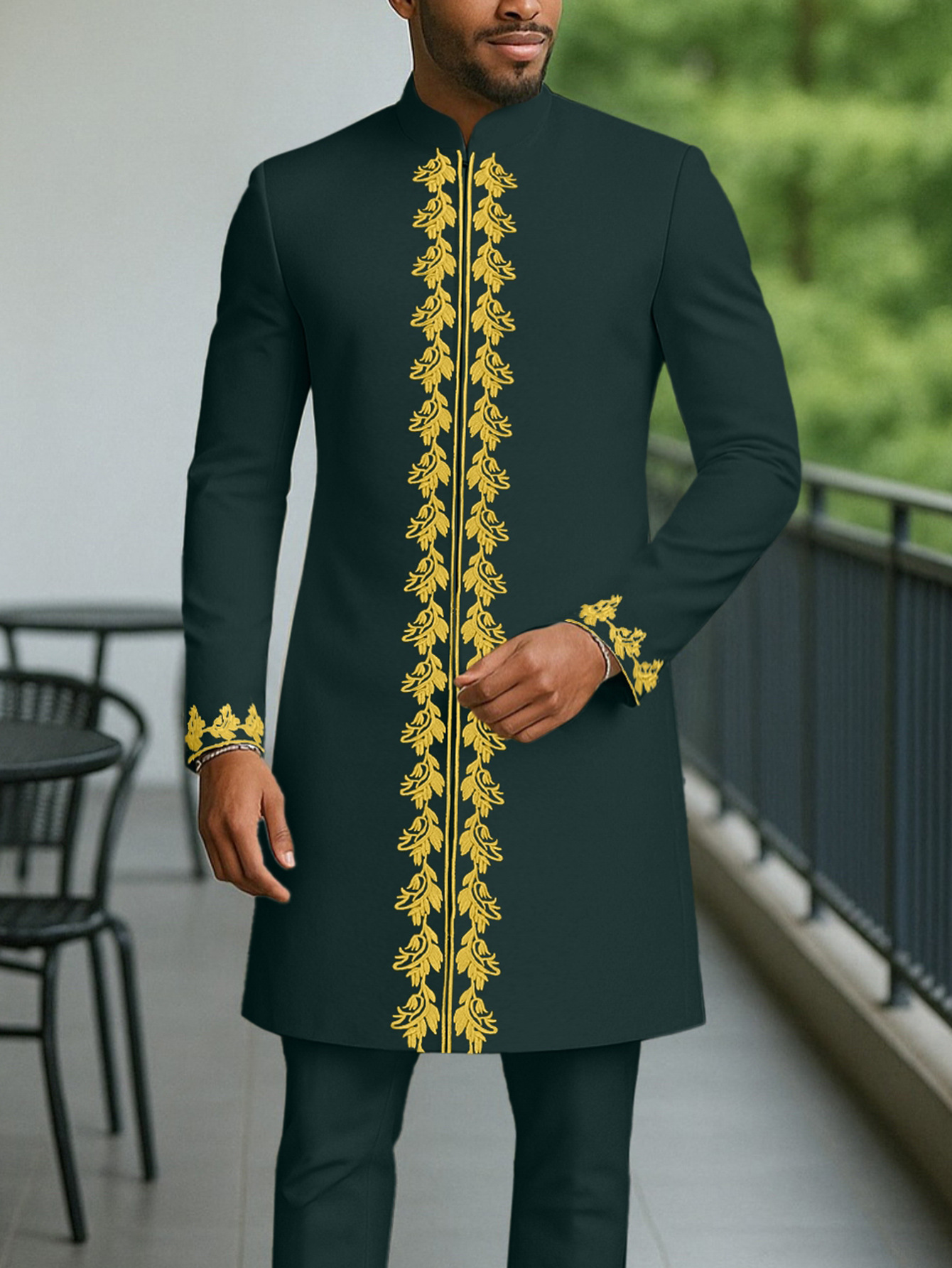 2 Piece Dashiki African Clothes Men Autumn Fashion African Men Long Sleeve Polyester Top Long Pant Matching Sets Africa Clothing
