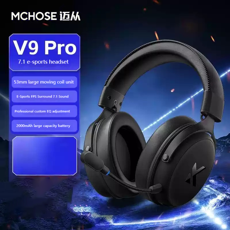 MCHOSE V9 Pro E-Sports Headphone Tri-Mode Game Bluetooth Computer Microphone Wireless Usb 7.1 Channel Surround Sound Headphone