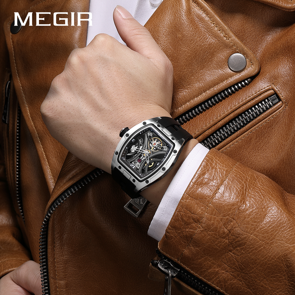 MEGIR 2025 New Men Automatic Mechanical Watches Men Luxury Brand Movemen Stainless Steel Waterproof Watch Relogio