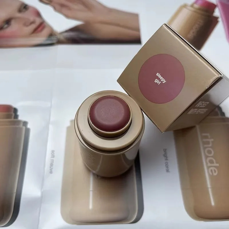 RHODE Pocket Blush Stick Lip Gloss And Cheek Hydrating Stick Natural Rouge Powder Blush Cream Lipstick Cheek Easy To Apply Color