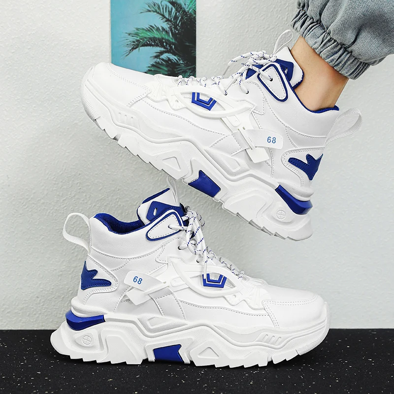 Men's High Top Dad Shoes with Thick Sole And Hidden Height 12cm Increase 10 Casual Sports Shoes for Adults Summer Synthetic