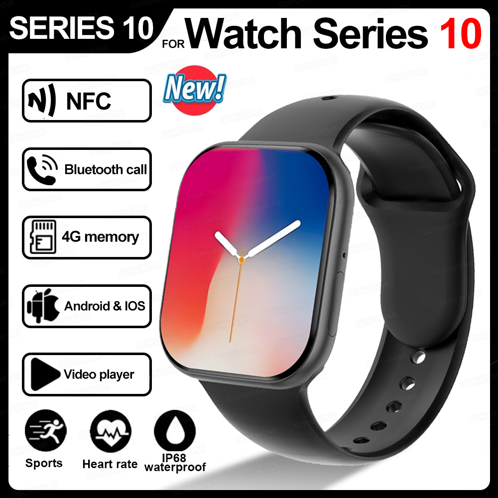 2025 New Men Smartwatch Series 10 Watch HD" AMOLED 32GB ROM Bluetooth Call Music Video GPS NFC Compass IP68 Waterproof For IOS