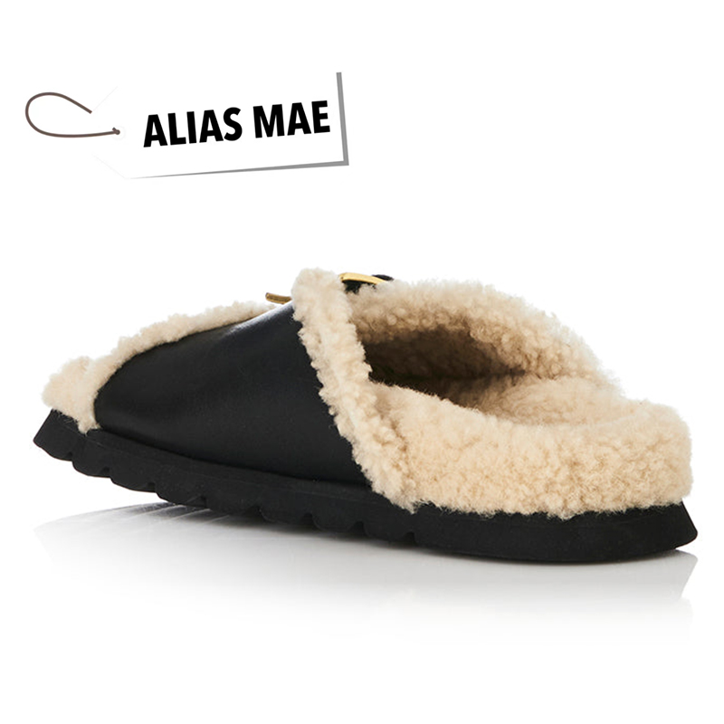 ALIAS MAE 2024 Autumn/Winter Home New Leather Soft Bottom Strap Women's Leisure and Comfortable Mao Drag