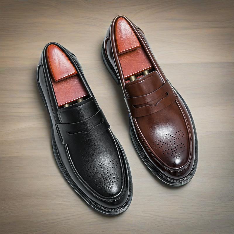 High Quality Casual Business Leather Shoes Men Wedding Social Leather Men’s Dress Shoes British Formal Carving Men Block Shoes