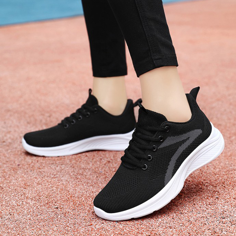 Women Casual Sport Shoes Breathable Lightweight Sneakers Outdoor Mesh Black Running Shoes Athletic Jogging Tenis Walking Shoes
