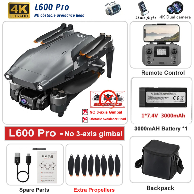 L600 Pro MAX/Pro GPS Drone 4K Professional HD Camera 3-axis gimbal Aerial 5G Wifi Obstacle Avoidance Brushless FPV RC Quadcopter