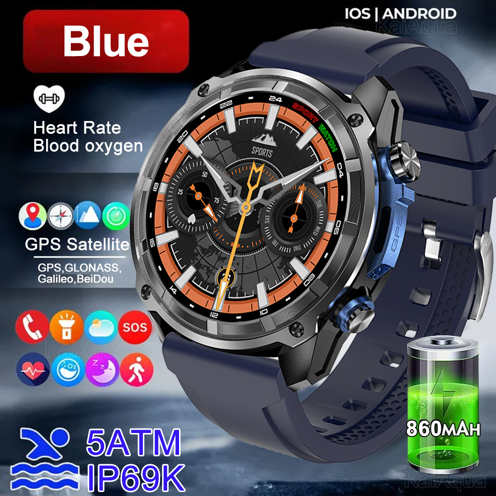 NEW 2025 GPS Smart Watch with Offline Maps 4GB Memory Video Player Military Sports Smartwatch Men 30m Swimming Waterproof AMOLED