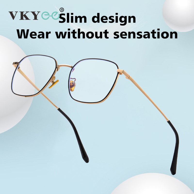 VICKY Simple Classic Geometric Frame Square Design Men's and Women's Anti-Blue Light Glasses Customizable Prescription 18322