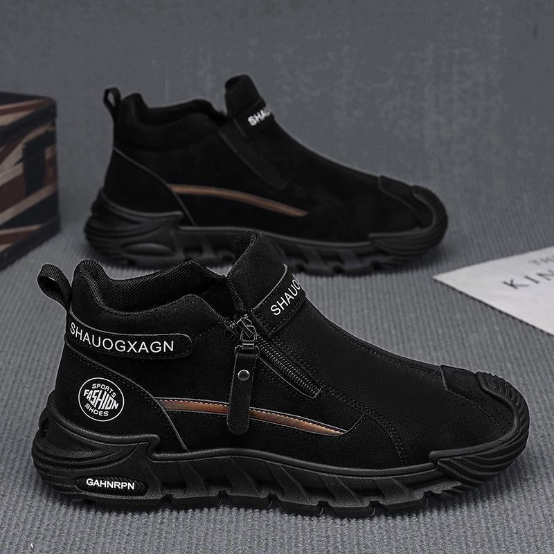 Mens Casual Labor Shoes Fashion Zipper Versatile Men Outdoor Climbing Shoes Non Slip Wear-resistant Sneakers Zapatos Para Hombre