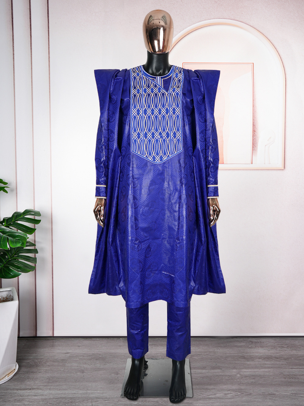 2025 New African Clothes for Men Dashiki Tradition Outfit Robe Embroidery Tops Pants Suits Bazin Muslim Wedding Party Clothing