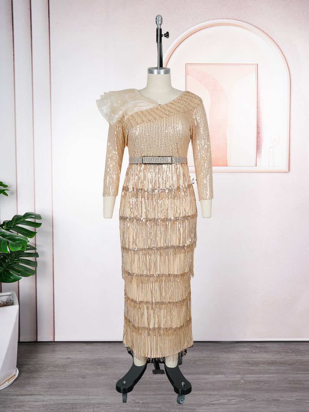 Plus Size African Party Dresses for Women 2025 New Dashiki Tassel Sequin Wedding Evening Gown Elegant Turkey Muslim Maxi Dress