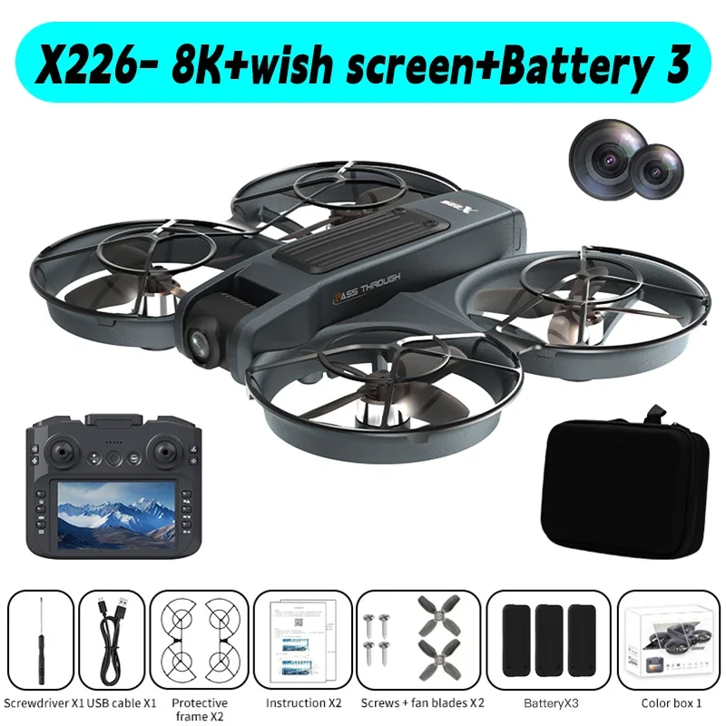 For Xiaomi X226/VR RC Drone 8K Professional 4K HD Dual Camera Brushless Motor 5G WIFI FPV Obstacle Avoidance Quadcopter Dron Toy