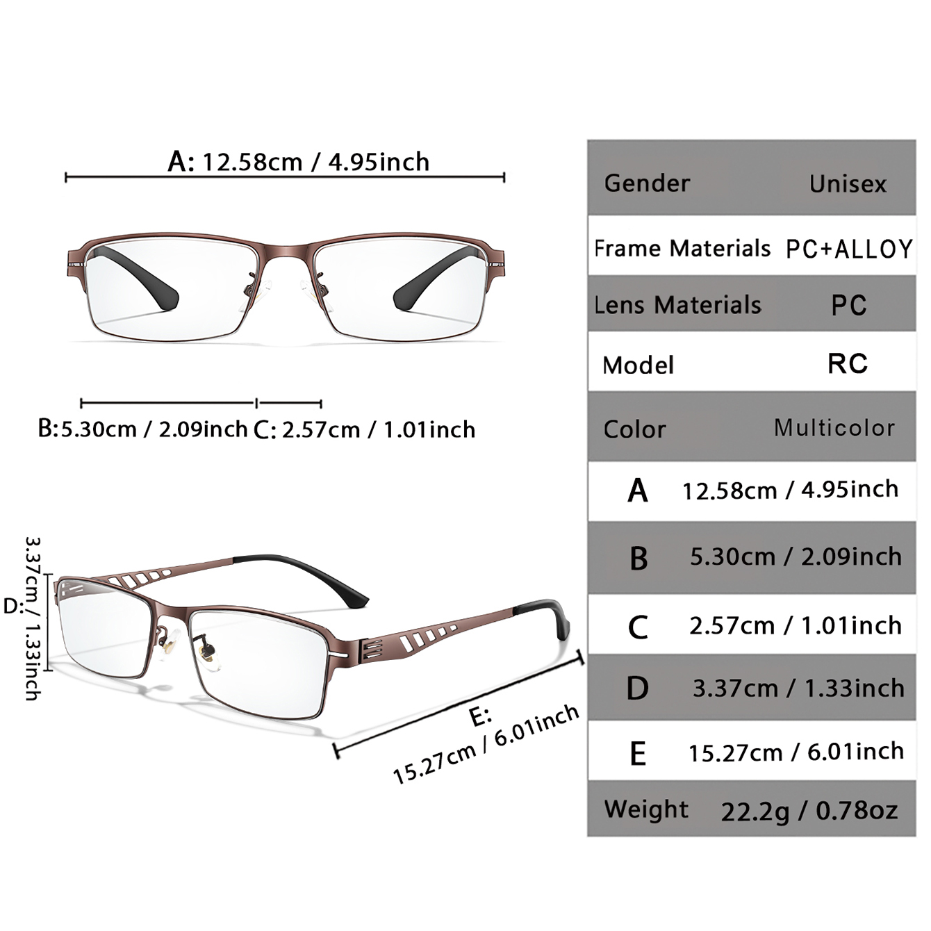 Fashionable Photochromic Reading Glasses Metal-Frame Vintage Rectangular Eyewear for Presbyopic Glasses and daily wear
