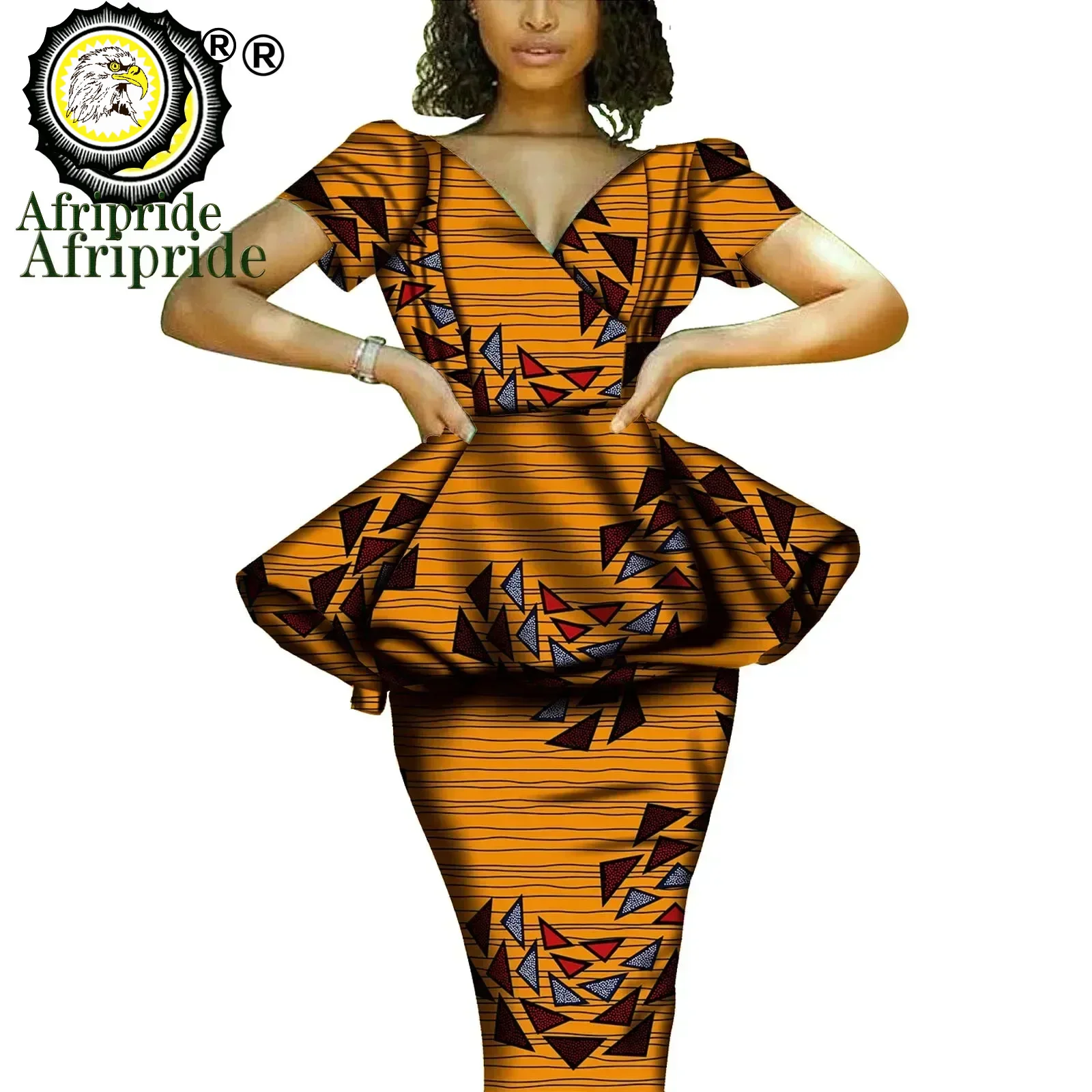 African 2 Piece Set for Women Dashiki Tops Print Skrit  Ankara Clothing Wax Attire Blouse Shirt AFRIPRIDE S1926004