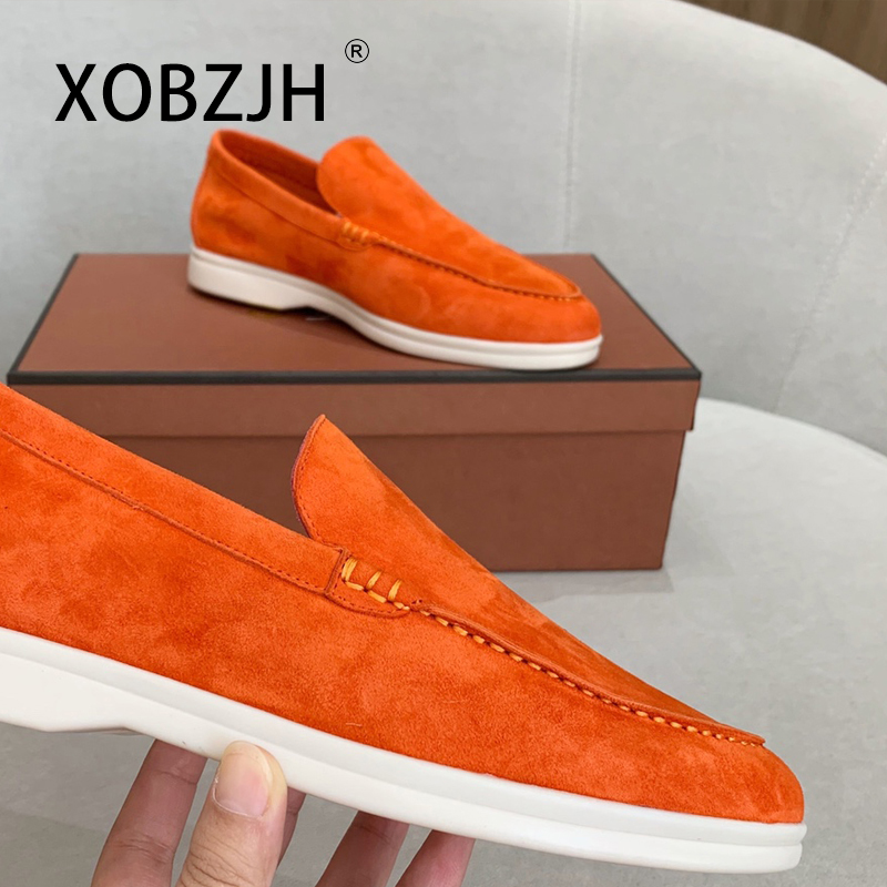 No Logo-Luxury Designer Suede Leather Men's Loafers Spring and Autumn Casual Soft Sole High Quality Cashmere Trends Flat Shoes