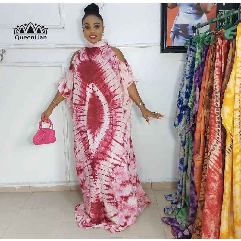 Free Style African National Characteristics Classic Pattern Chiffon Off-the-shoulder Stand-up Collar  Plus Size Dresses