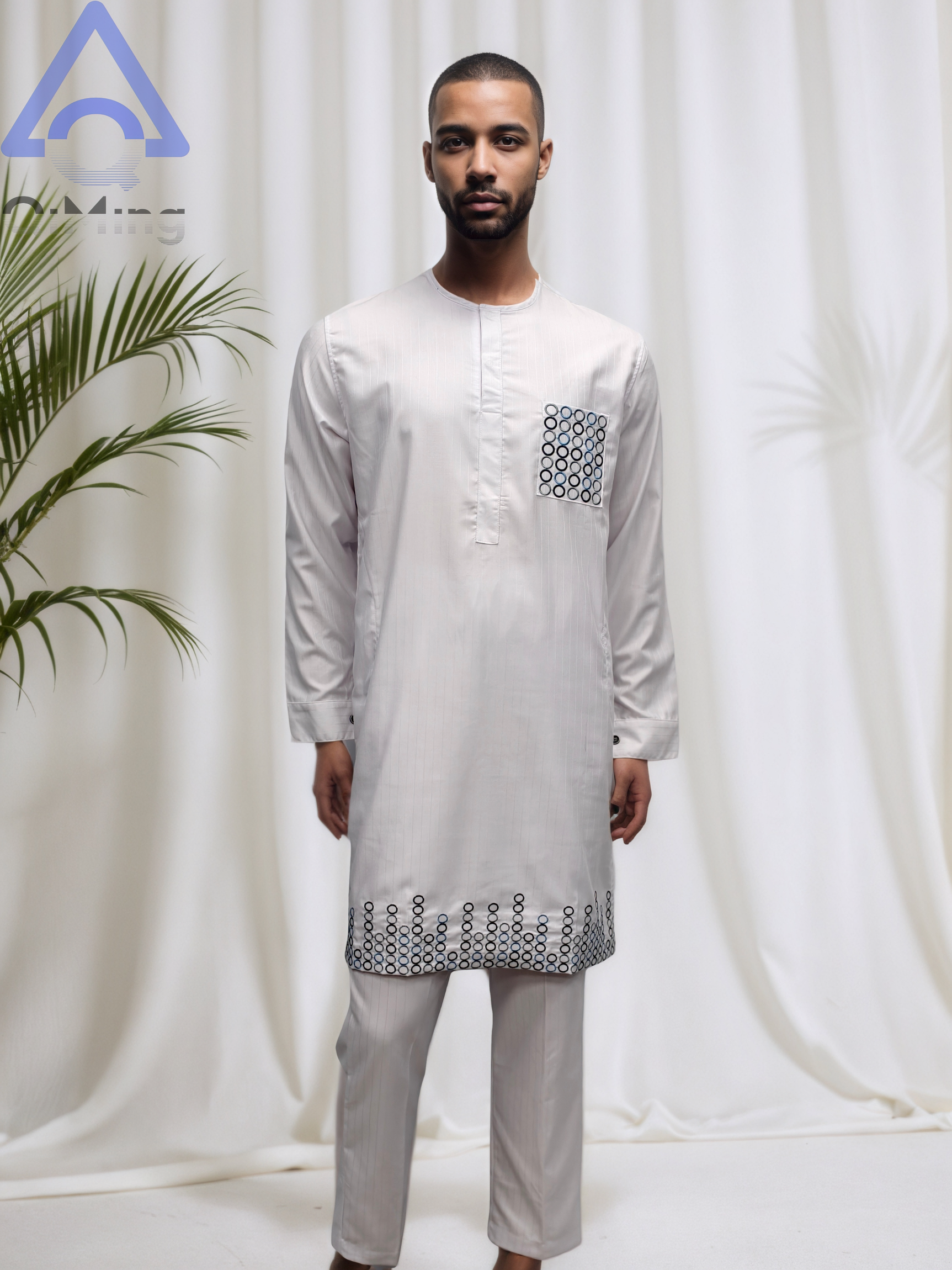 African Boubou Arab Islamic Kandura Muslim Dress Suits Containing 40% Cotton Prayer Eid Dubai Moroccan Men's Abaya Luxury Outfit