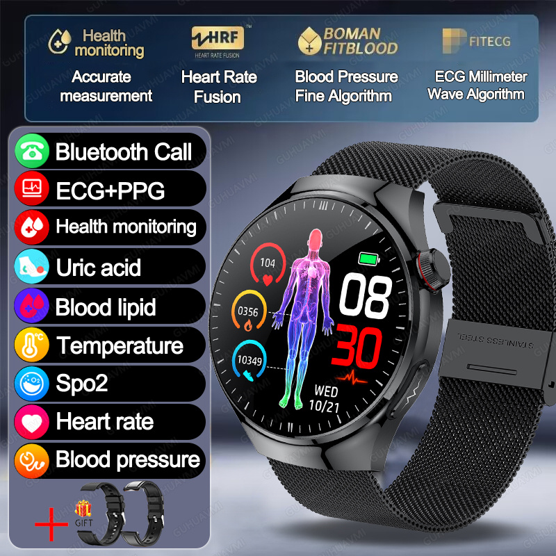 2025 New GT5 Pro Micro examination Health SmartWatch Sapphire AMOLED Screen ECG+PPG Blood fat Uric acid Organ monitor smartwatch