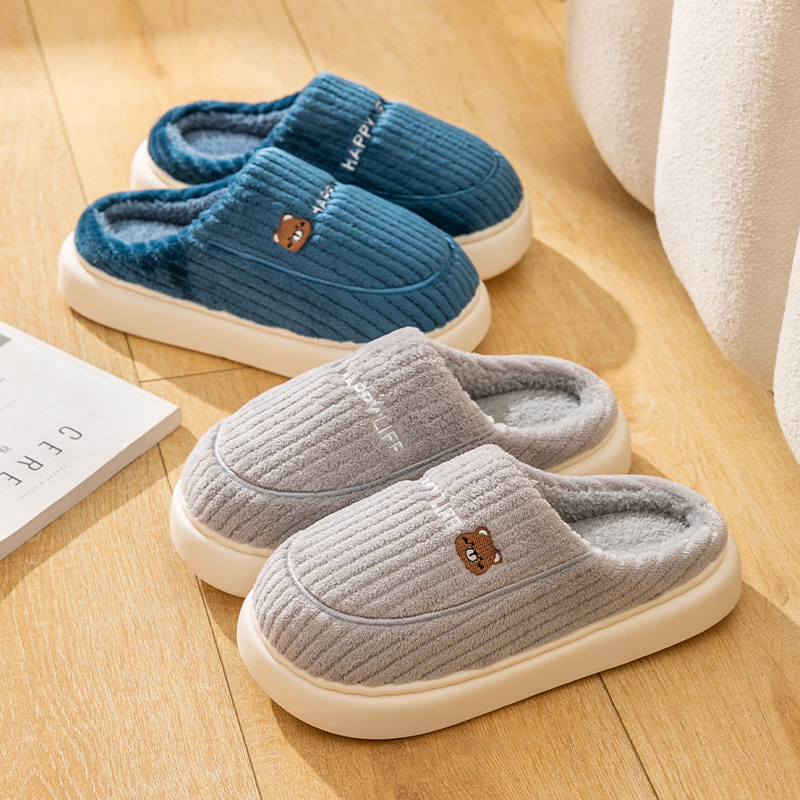 Cotton slippers for women, winter new style, indoor living, warm home, woolen slippers for men, autumn and winter