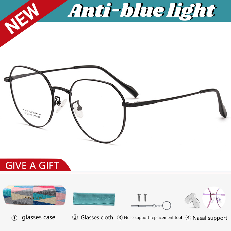 VICKY New Retro Geometric Ellipse Simple Design Women's Anti-Blue Light Reading Glasses Customizable Prescription AC016