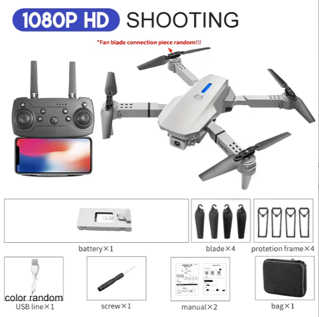 Height Hold Gift Toy 2024 E88Pro RC Drone 4K 1080P Wide Angle HD Camera Foldable Helicopter WIFI FPV