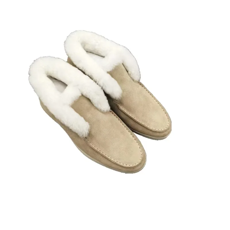 2022 Autumn/Winter Women's Thickened Warm Sheep Fur Lined Short Boots Snow Boots Casual Frosted Solid Color Snow Shoes