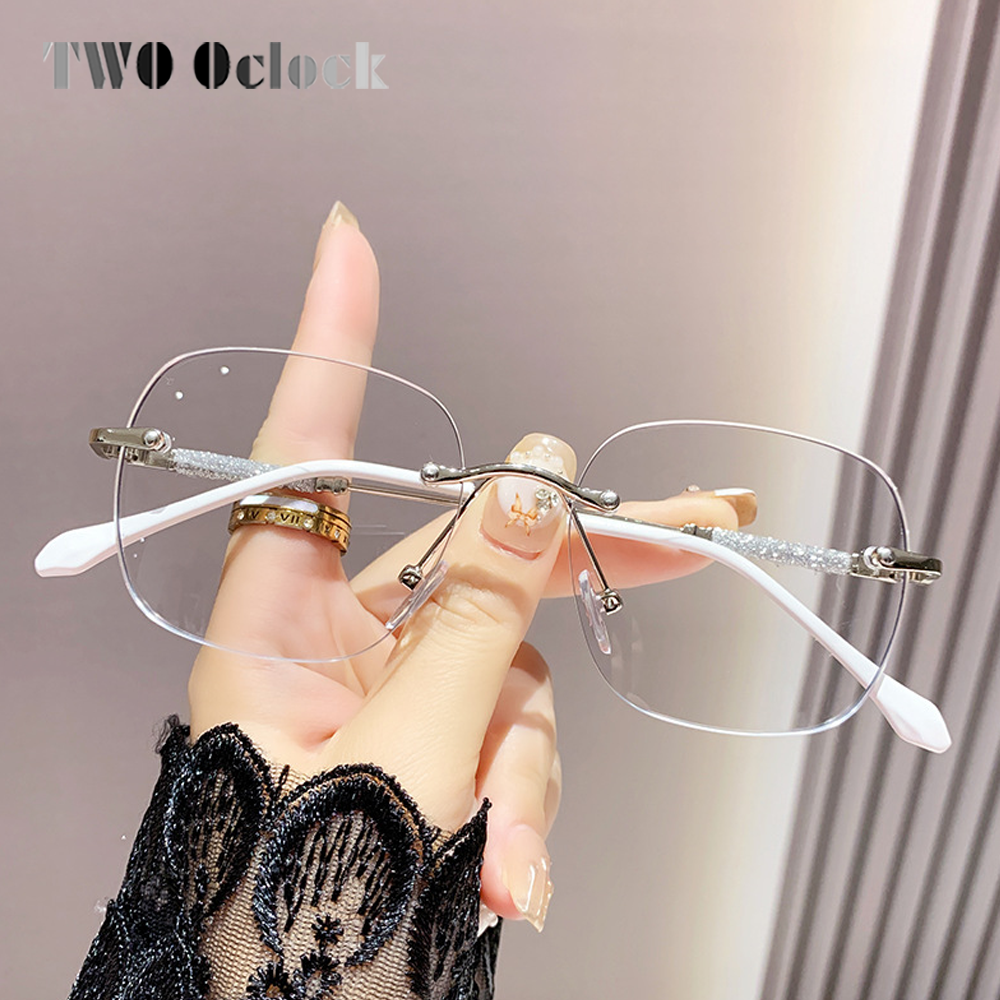Women's Glasses Myopia Photochromic Sunglasses Rimless Prescription Glasses Graduated Optical Lenses Transparent Glasses Minus