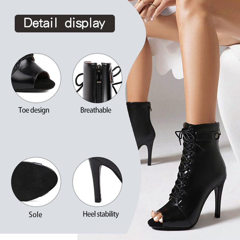 DKZSYIM Woman Latin Dance Shoes leather Party Tango Dance Booties for Women Salsa Dance Heels Ballroom Shoes Sexy Stilettos