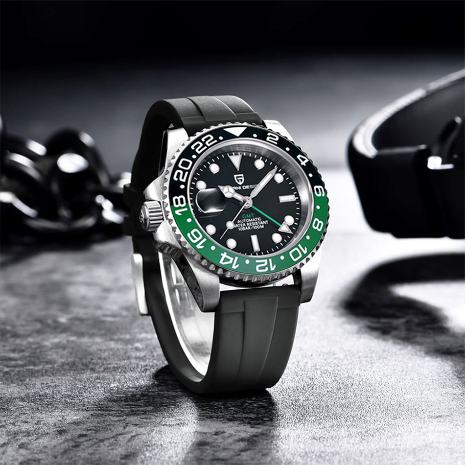 PAGANI DESIGN 40mm GMT Men's Mechanical Watches 100M Waterproof Top Brand Sapphire Glass Stainless Steel Business Men's Watch