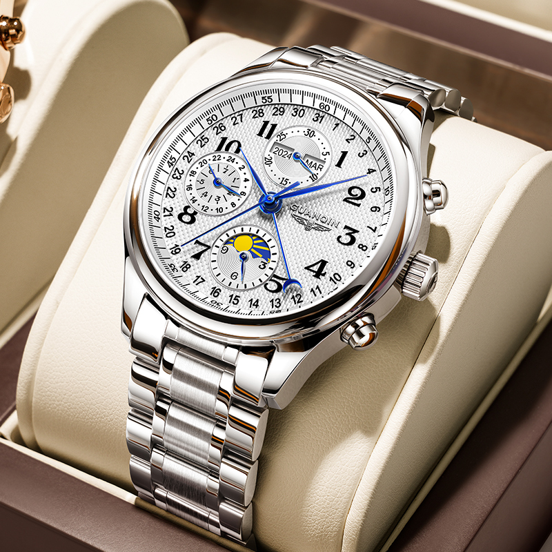 GUANQIN Men's Watches Automatic Mechanical Watches Swiss Quality Business Fashionable Multi-functional Waterproof Wristwatches