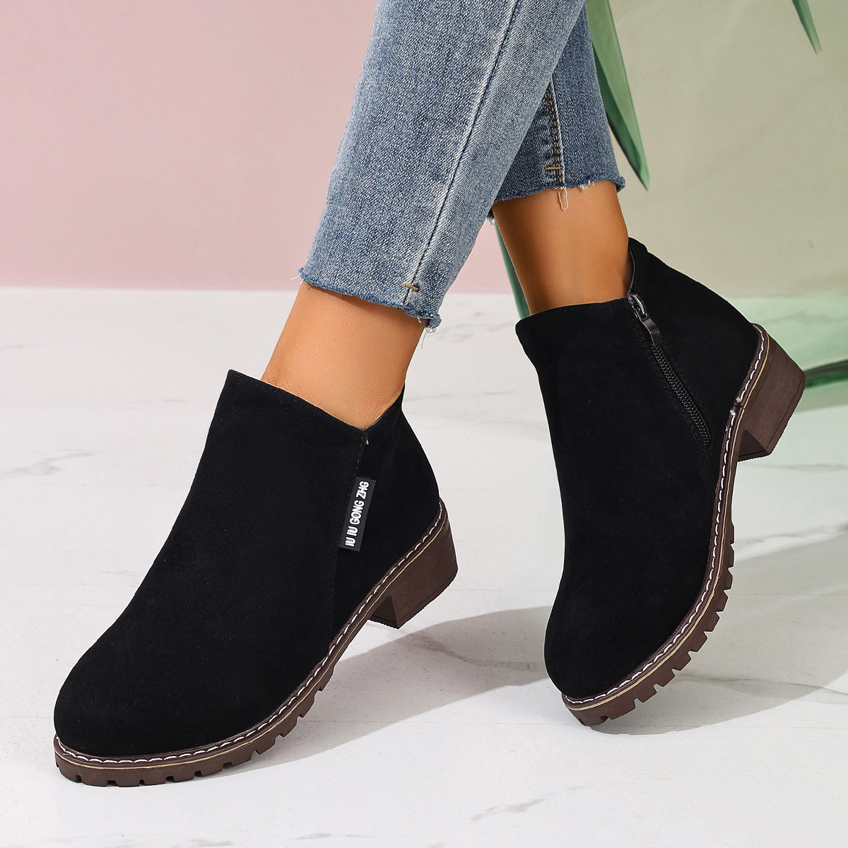 Women Autumn Winter Ankle Boots Side Zipper Chunky Heel Comfortable Fashionable Casual Formal Wear New Arrival Hot Sale Shoes