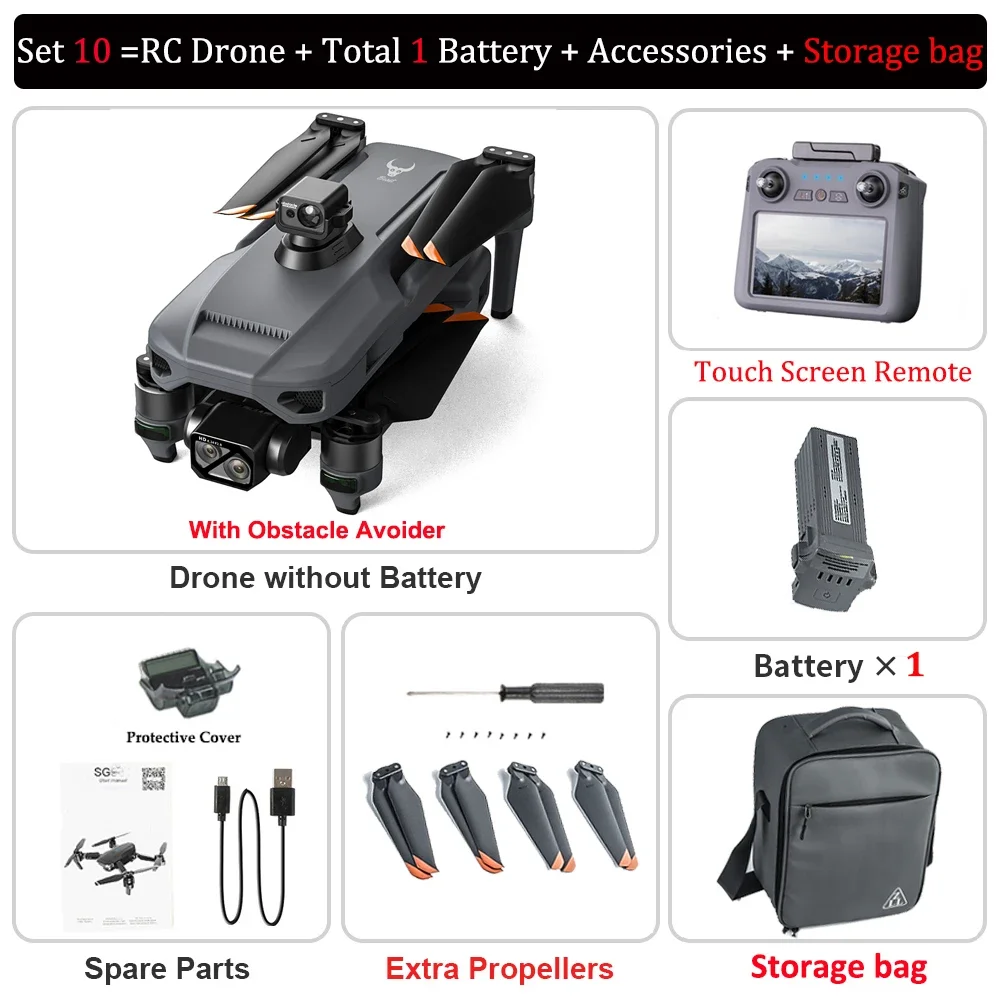 New ZLL SG909 Brushless Drone 3-Axis Gimbal Professional Camera With Touch Screen Obstacle Avoidance EIS Electronic RC Dron Toy