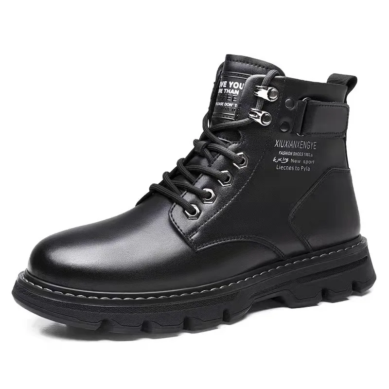 New Motorcycle and Ankle Boots Waterproof Boots Men Leather Shoes Men Casual Boot Bota Masculina Men's High-top Fashion Shoes