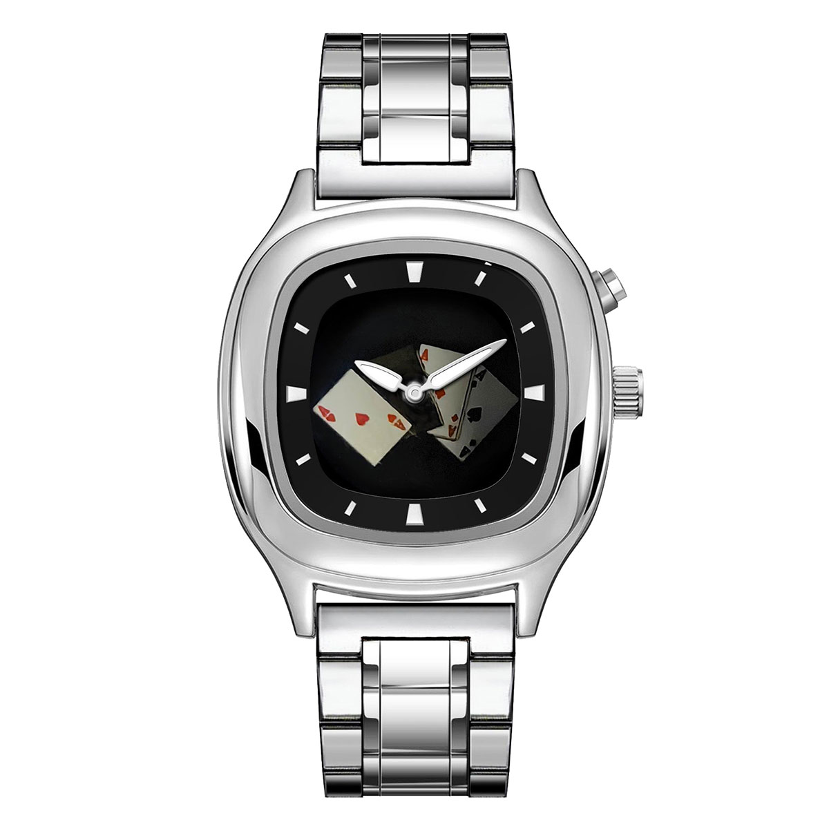Retro Millennium Watch for Men with Dynamic Flame Dial Unique Creative Quartz Wristwatch with Stainless Steel Strap Square Case