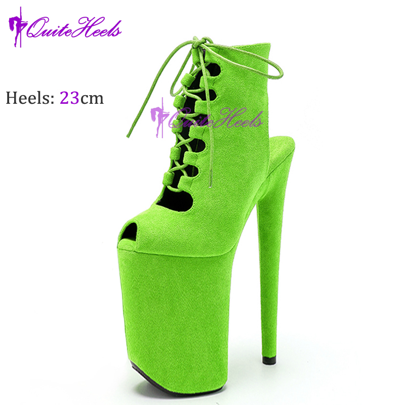 New Luminous 23CM/9Inch Gladiator Women Ankle Boots Sexy Fetish Exotic Stripper Heels Platform  Pole Dance Roman Shoes