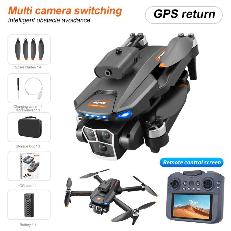 NEW Drone S158 Professional Aerial Photography 8K Triple Camera 5G GPS RC Quadcopter with Brushless And Obstacle Avoidance