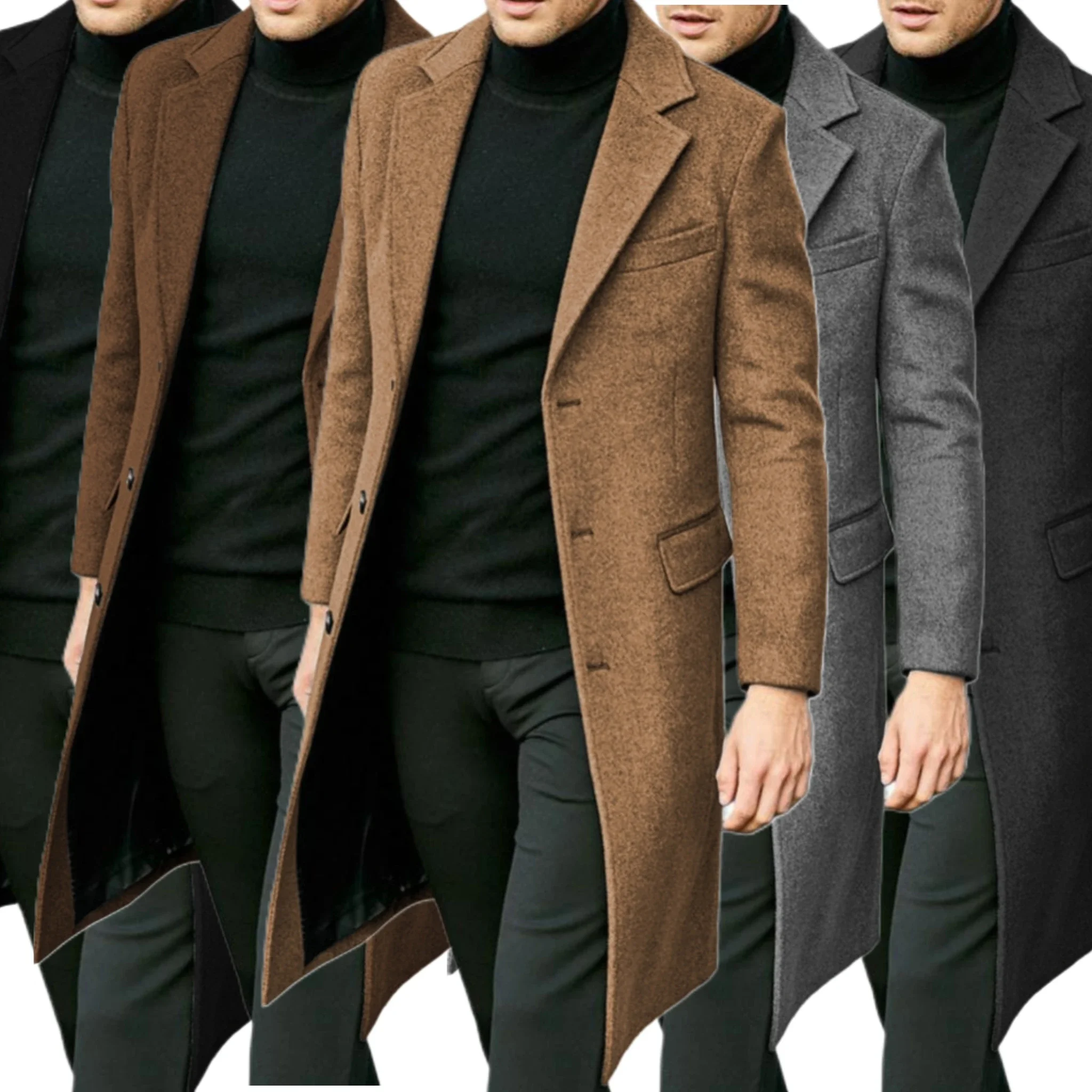 Men's Trench Coat Stylish Customized Notched Lapel Modern Single Breasted Banquet Business Prom Evening Party Casual Men's Coats