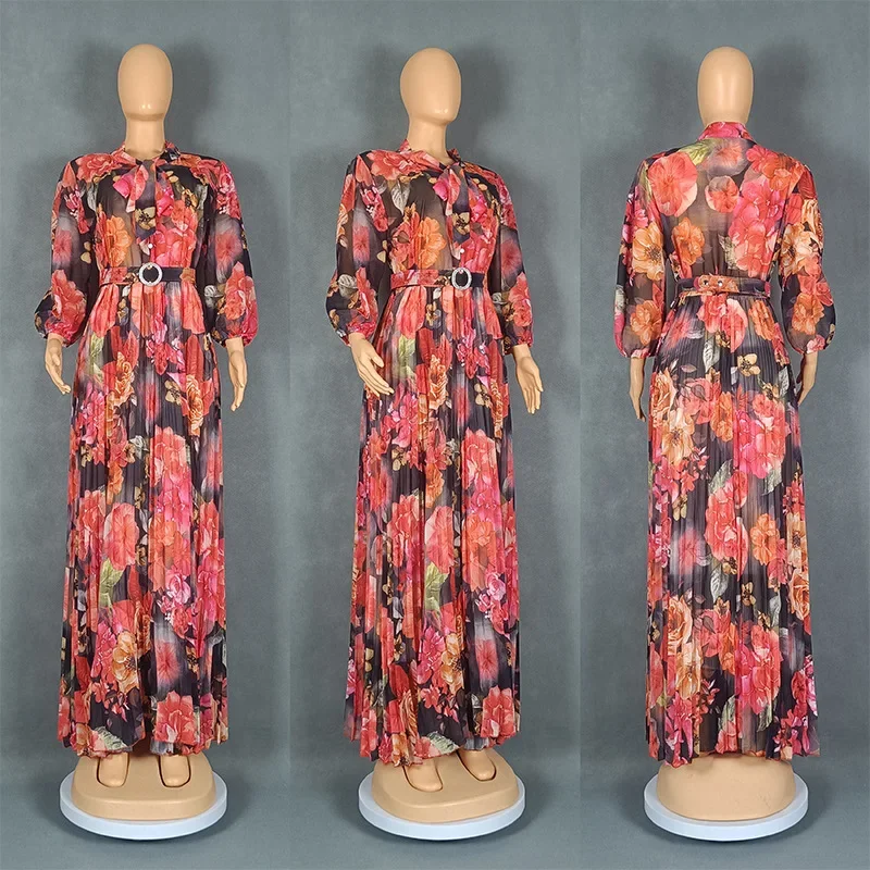 Plus Size African Print Dresses Autumn Elegant African 3/4 Sleeve Party Evening Long Maxi Dress Gowns Dashiki African Clothes