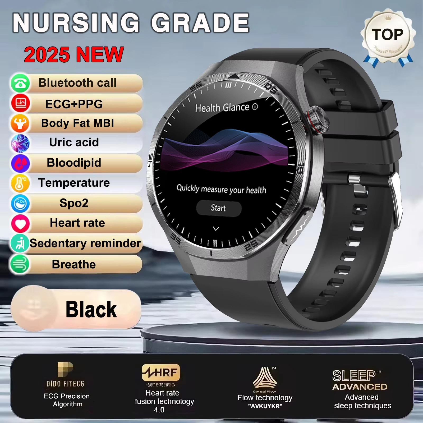 2025 New For HUAWEI ECG+PPG Three High Smart Watch Lipids Uric acid Blood pressure Smartwatch Men NFC Sport HD Call Health Clock