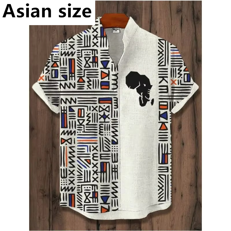 Vintage African Style 3D Printed Men's Retro Ethnic Tribal Short Sleeve Shirts Fashion Casual Vacation Streetwear Men's Shirts