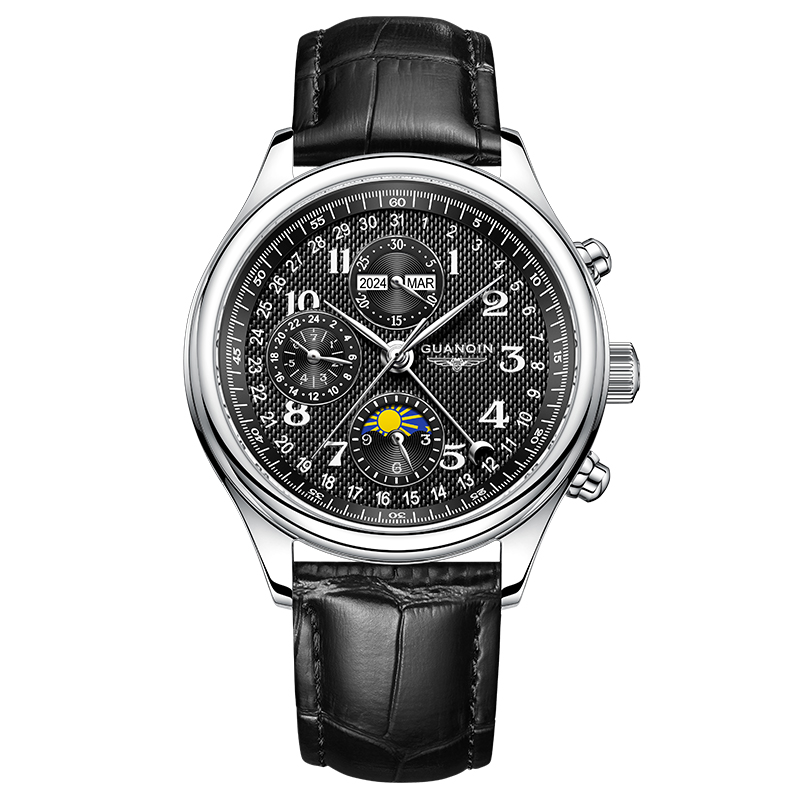 GUANQIN Men's Watches Automatic Mechanical Watches Swiss Quality Business Fashionable Multi-functional Waterproof Wristwatches